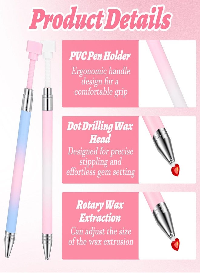 DOPENSPI 2PCS Rhinestone Picker Tool, Refillable Diamond Art Wax Pen with 6PCS Wax Refills Rhinestones Pickup Tool Diamonds Art Pens Nail Arts Rhinestone Dotting Pen for Nail and Diamond Paint Dotting - Image 2